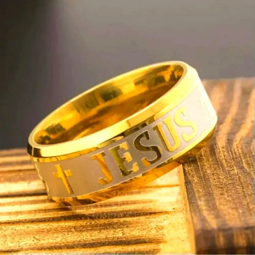 Unisex 18K Yellow Gold Plated Titanium Ring